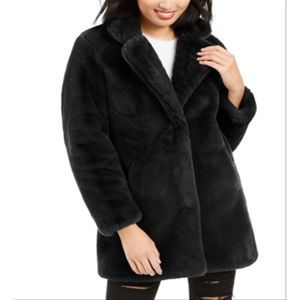 Apparis Women's Eloise Notch Collar Dress Faux Fur Coat Black Size XX-Large